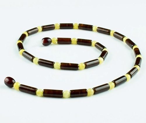 Men's Amber Necklace Made of Cherry and Butterscotch Amber