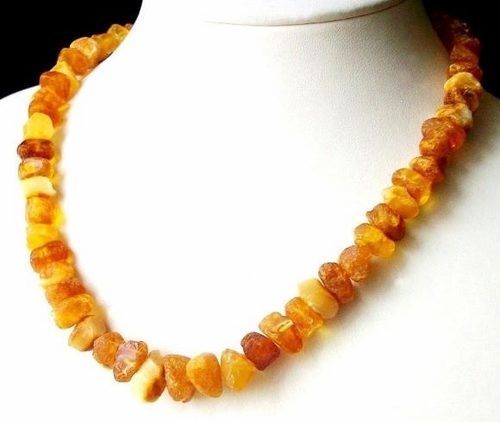 Raw Amber Healing Necklace Made of Free Form Baltic Amber