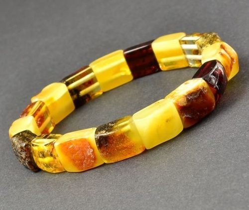 Amber Bracelet Made of Precious Multicolor Baltic Amber