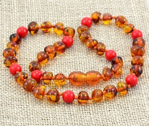 Children's Amber Necklace Made of Baltic Amber and Jadeite - SOLD OUT