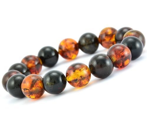 Amber Bracelet Made of Black and Cognac Baltic Amber  