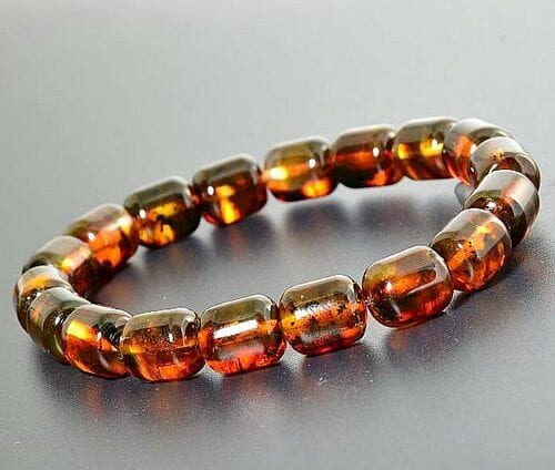 Men's Amber Bracelet Made of Barrel Shaped Amber Beads