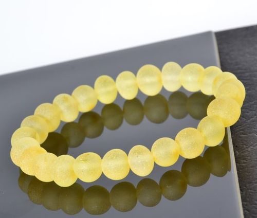 Raw Amber Healing Bracelet Made of Lemon Color Amber 