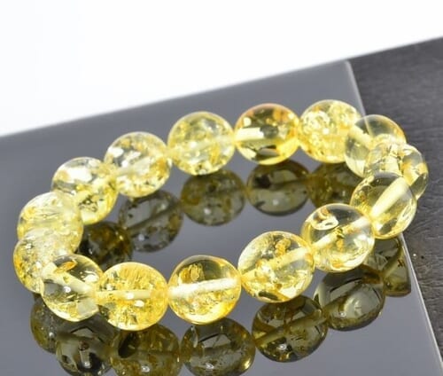 Golden Amber Bracelet Made of Golden Color Amber Beads