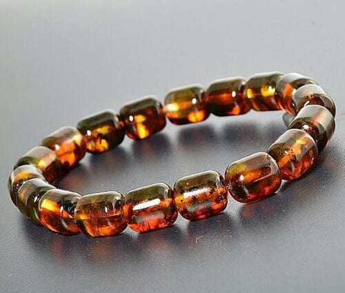 Men's Amber Bracelet Made of Barrel Shaped Amber Beads