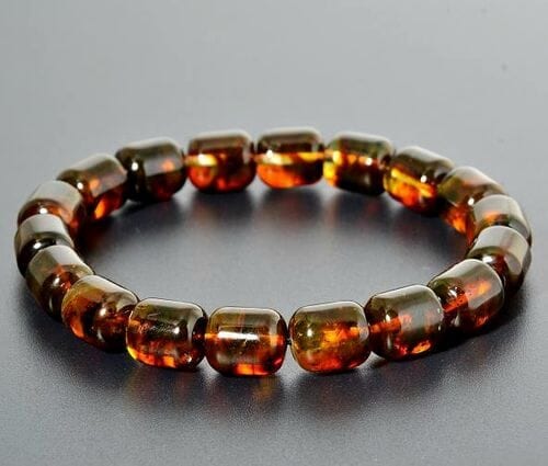 Men's Amber Bracelet Made of Barrel Shaped Amber Beads