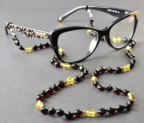 Amber Cord For Glasses Made of Cherry, Lemon Amber. Unisex.