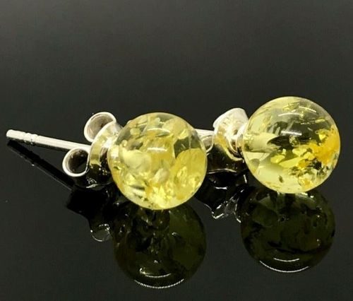 Amber Stud Earrings Made of Precious Lemon Baltic Amber