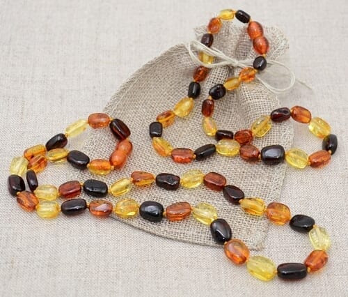 TWO Matching Multicolor Amber Necklaces for Mom and Child