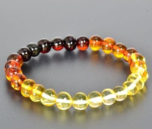 Rainbow Amber Healing Bracelet Made of Baroque Amber Beads