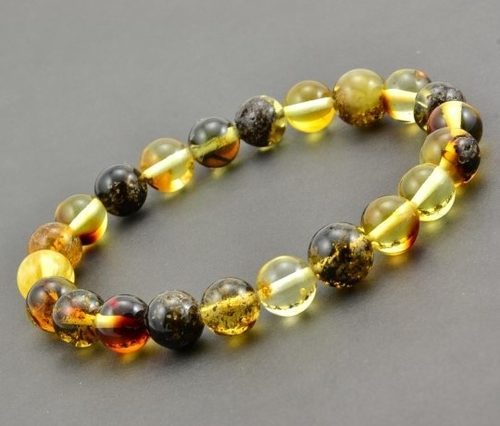 Men's Amber Bracelet Made of Multicolor Baltic Amber