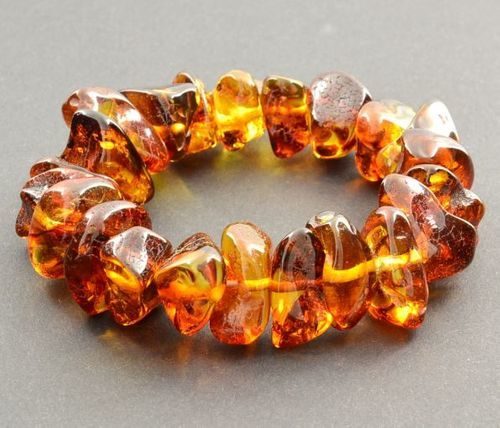 Amber Bracelet Made of Freeform Baltic Amber 