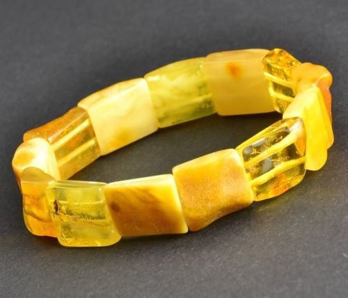 Amber Bracelet Made of Light Multicolor Baltic Amber
