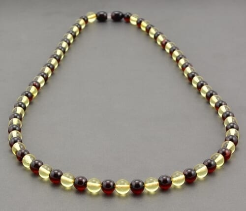 Men's Amber Necklace Made of Lemon and Black Amber