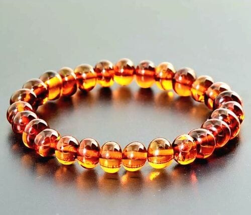 Amber Healing Bracelet Made of Cognac Color Baroque Amber