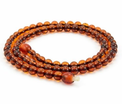 Men's Amber Necklace Made of Cognac Amber Beads