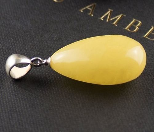 Amber Pendant Made of Butterscotch Baltic Amber 