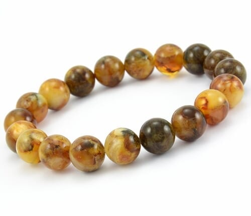 Amber Bracelet Made of Light Marble Baltic Amber