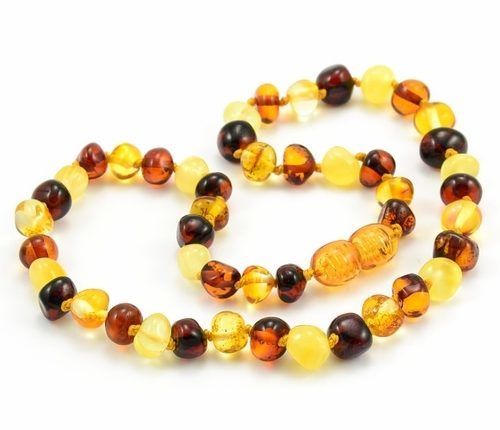 Children's Amber Necklace Made of Multicolor Amber Beads 