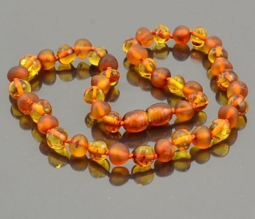 Children's Amber Necklace Made of Matte and Polished Baltic Amber