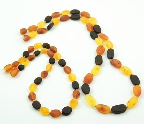 2 Matching Raw Amber Necklaces for Mom and Child Multicolor Amber
