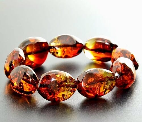 Large Amber Bracelet Made of Colorful Amber Beads