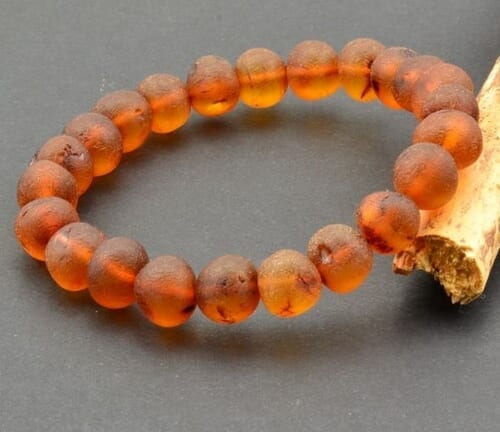 Raw Amber Healing Bracelet Made of Cognac Amber Beads 