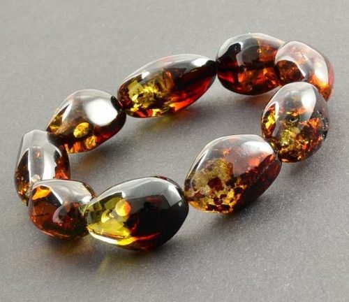 Large Amber Bracelet Made of Precious Baltic Amber