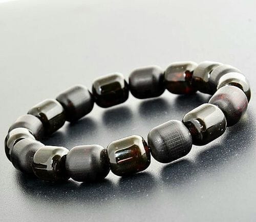 Men's Amber Bracelet Made of Barrel Shaped Matte and Polished Amber