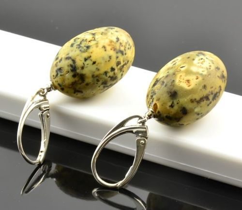 Unique Amber Earrings Made of Raw Earth Colors Baltic Amber