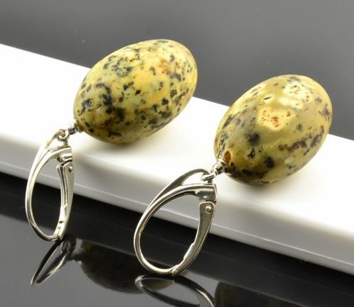 Unique Amber Earrings Made of Raw Earth Colors Baltic Amber