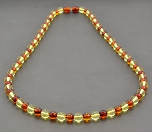 Men's Amber Necklace Made of Lemon and Cognac Amber