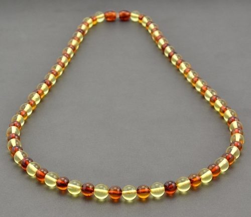 Men's Amber Necklace Made of Lemon and Cognac Amber