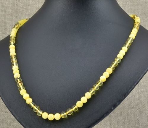 Men's Amber Necklace Made of Butterscotch and Lemon Amber Beads
