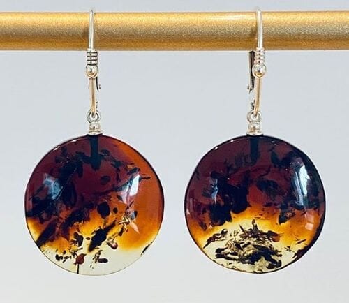 Amber Earrings Made of Flat Round Baltic Amber 