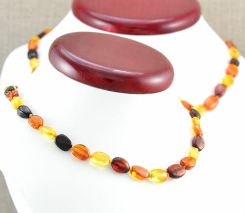2 Matching Multicolor Amber Necklaces for Mom and Child