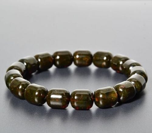 Men's Amber Bracelet Made of Barrel Shaped Black Amber 