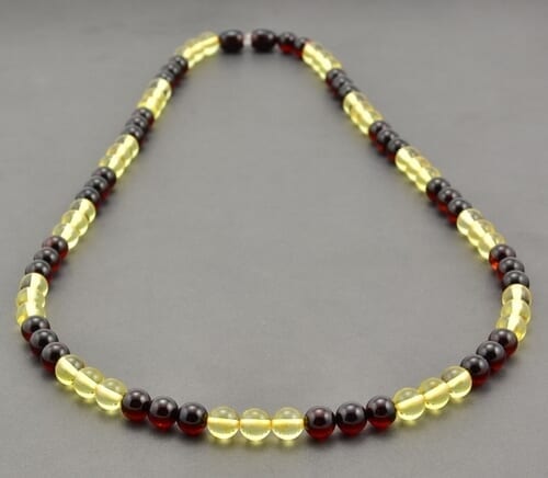 Men's Amber Necklace Made of Lemon and Black Amber