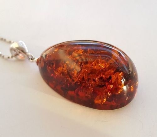 Amber Pendant Made of Cognac Baltic Amber