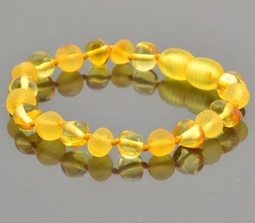 Children's Amber Bracelet Anklet Made of Raw and Polished Amber 