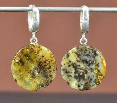 Amber Earrings Made of Earth Colors Baltic Amber