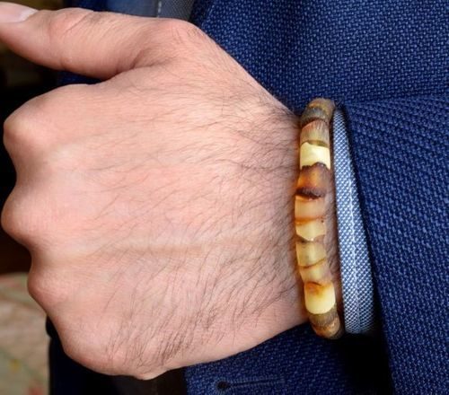 Men's Healing Bracelet Made of Raw Baltic Amber