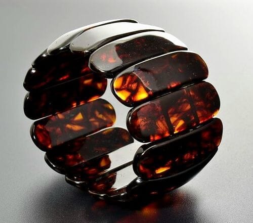 Large Amber Bracelet Made of Dark Cherry Amber