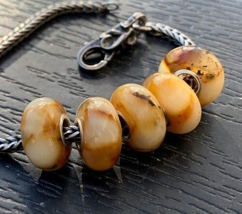 5 Pcs Pandora Style Amber Charm Beads - SOLD OUT