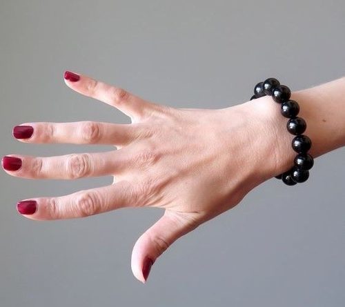 Amber Bracelet Made of Polished Black Baltic Amber