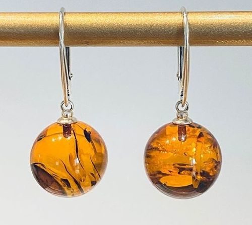 Amber Earrings Made of Lihgt Cognac Baltic Amber