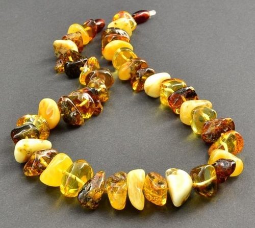 Amber Necklace Made of Free Form Shape Baltic Amber