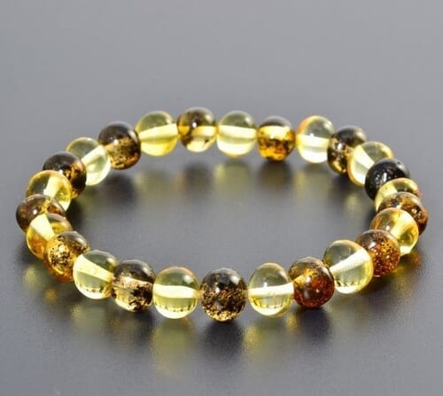 Amber Healing Bracelet Made of Lemon and Greenish Amber
