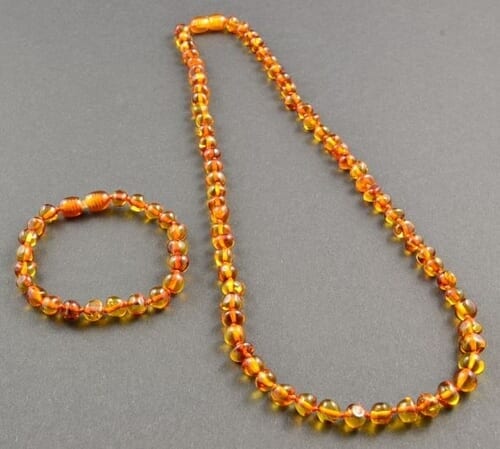 Children's Amber Bracelet With Matching Amber Necklace For Mom