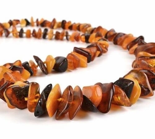 Amber Necklace Made of Nugget Shaped Amber Beads